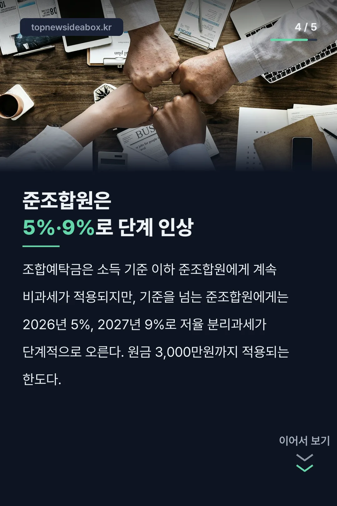 준조합원은 5%·9%로 단계 인상